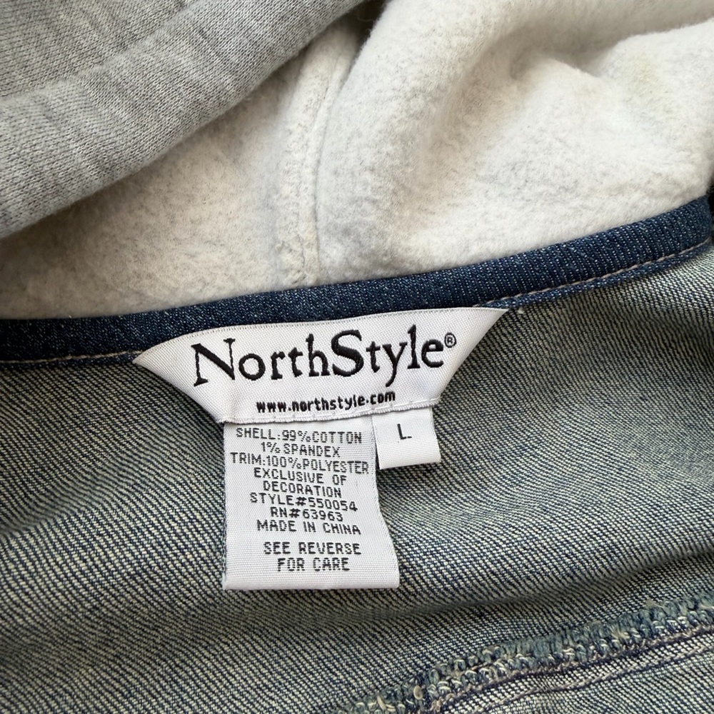 NorthStyle Denim Jacket with Gray Hood - Picture 4 of 6